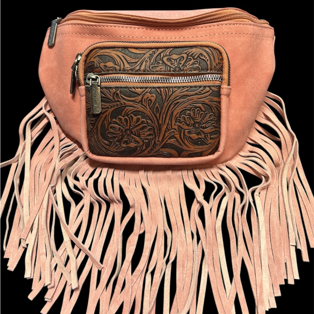 Montana West Pink and Brown Fringed Crossbody Bag